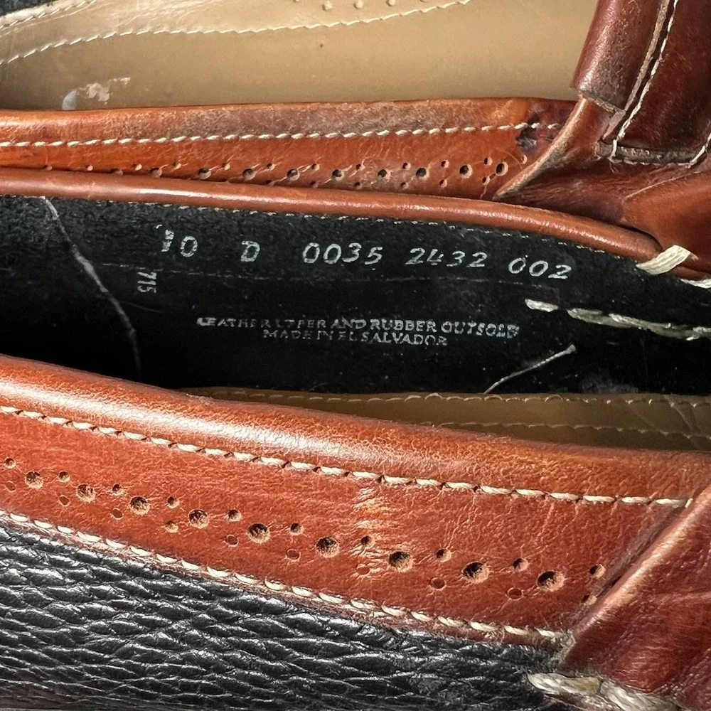 G.H. Bass Weejuns Tassel Loafers Men's Size 10 Black Tan Leather Pre-Owned Shoes
